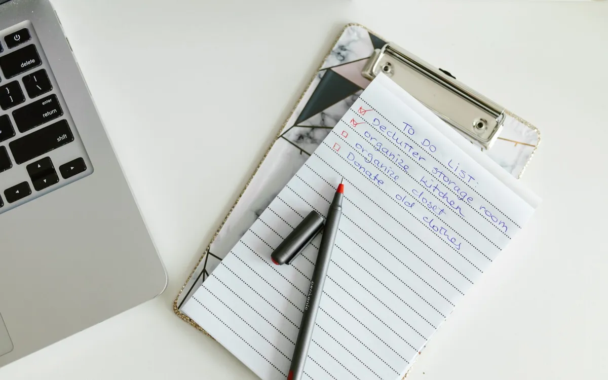 A checklist on a desk