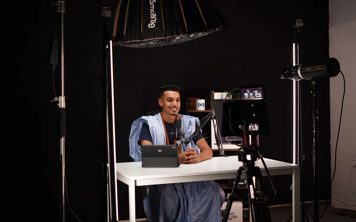 A studio lighting setup