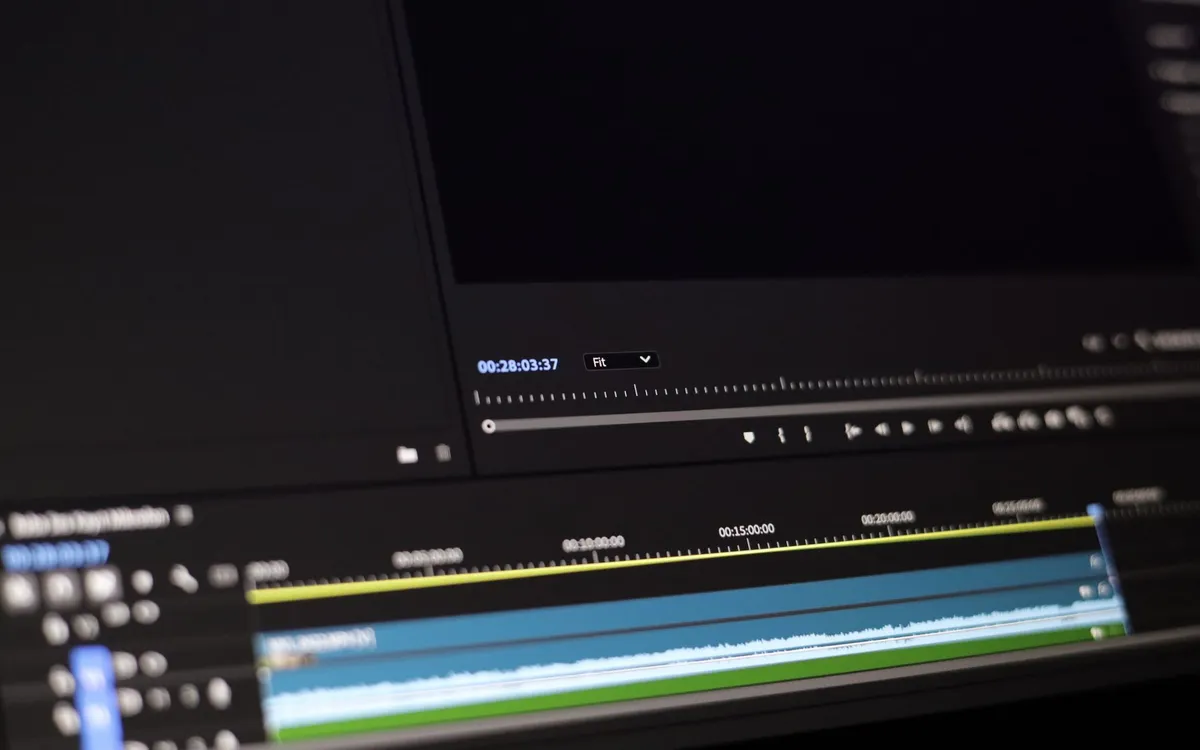 A video editing timeline on screen